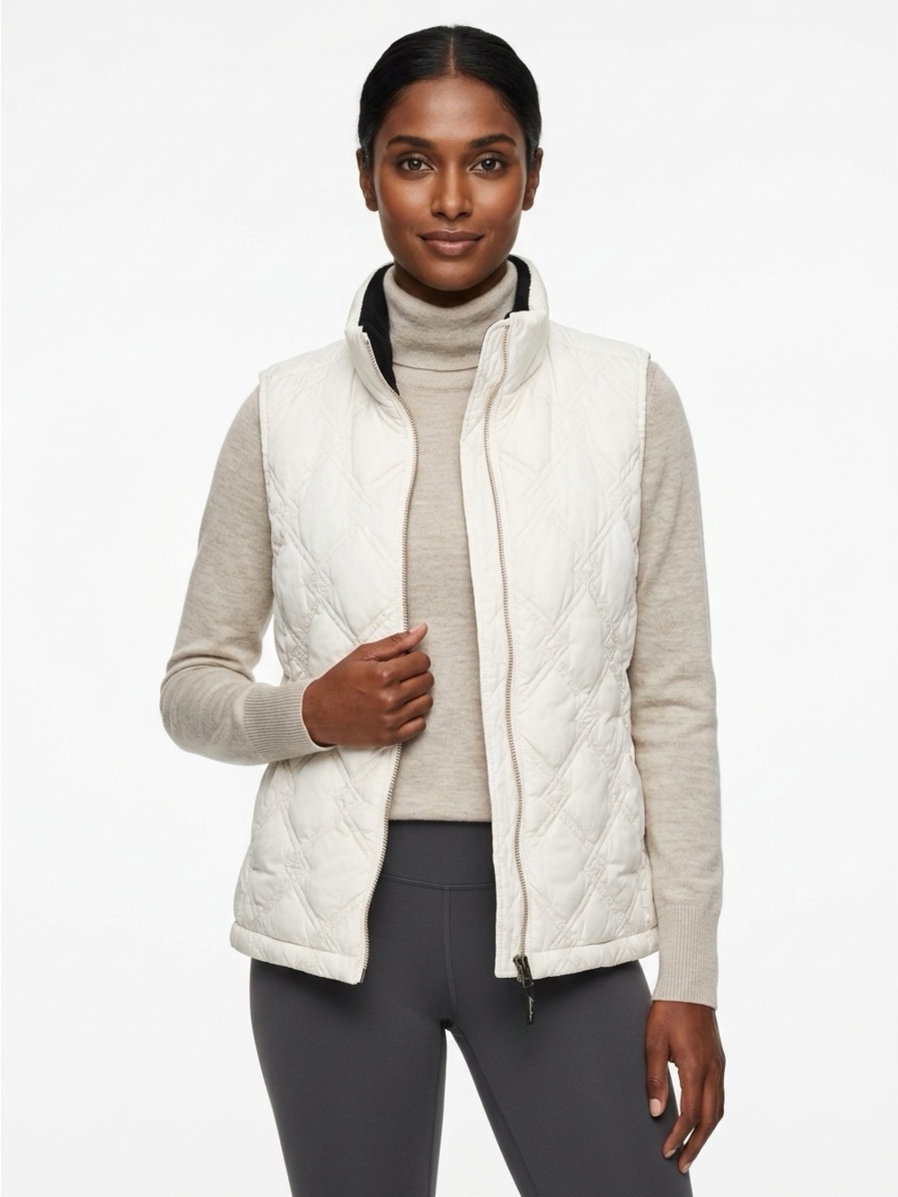 Eddie Bauer Women’s Goose Down Quilted Vest Cream M